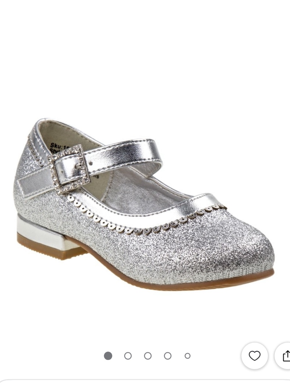 Josmo Silver Glitter Mary Jane Flats Adjustable Straps Kids Size 11